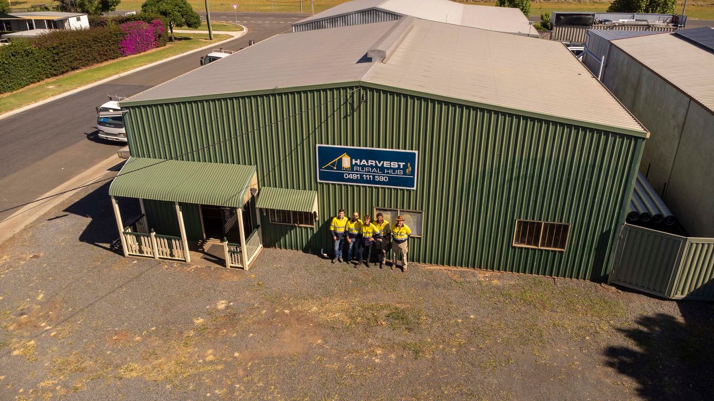 Aerial view of the Harvest Rural Hub premises, Pittsworth QLD
